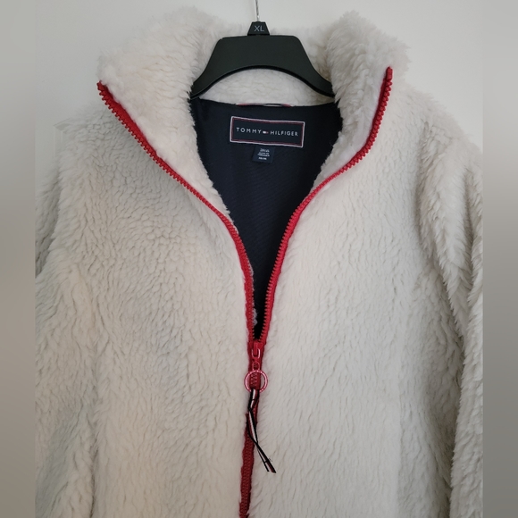 🇺🇲 Tommy Hilfiger fleece zip up jacket with contrast red zipper and flag logo - Picture 5 of 14